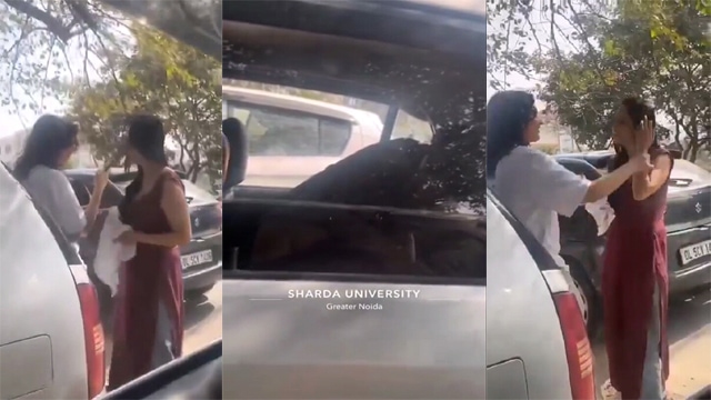 Sharda University Student & Teacher Fucked Inside Car with Friends viral sex mms