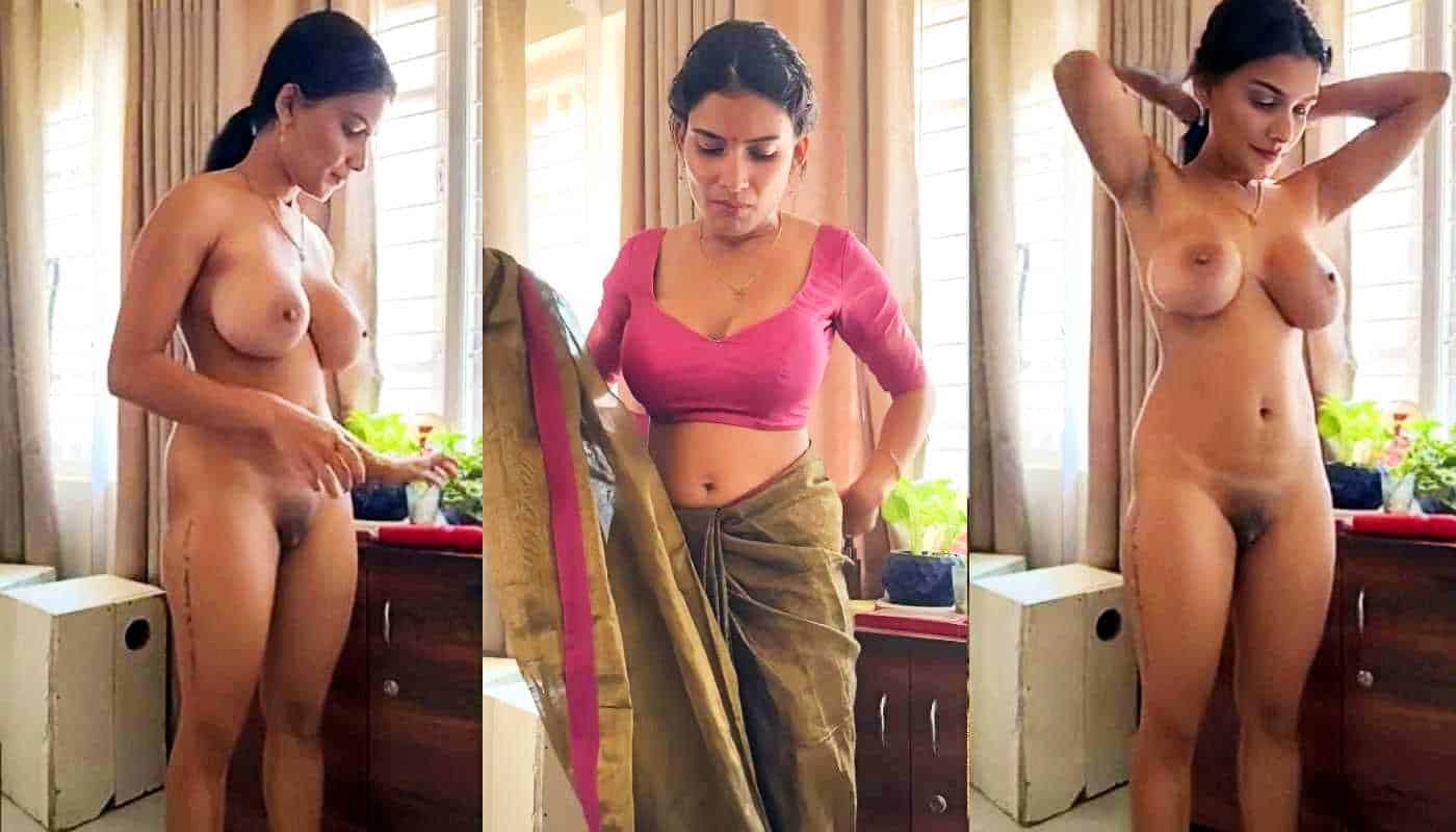 Indian Mallu Big Boobies Model Resmi Nair Stripping Out of Her Saree to Show Her Huge Boobs and Pussy