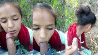 Young Village Girl Outdoor Blowjob and Cum in Mouth for Money